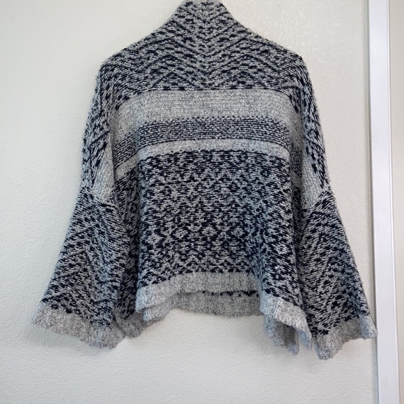 Anthropologie MOTH Solita Fair Isle Poncho Cowl Neck Sweater | Boho Nordic - Picture 4 of 13